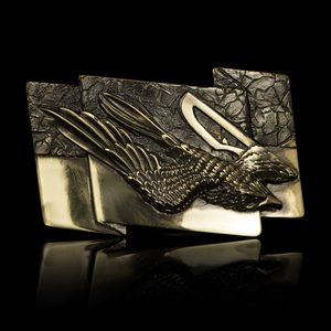 Flying Falcon, belt buckle, brass
