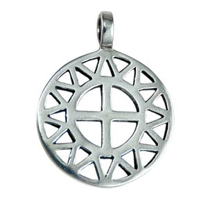 SUN and CROSS, silver pendant