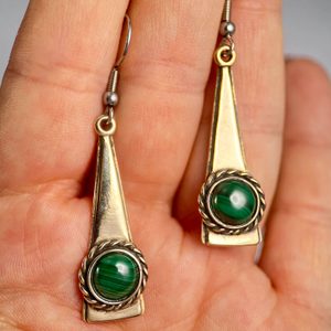 TRIANGLE, Ohrringe, Bronze, Malachit