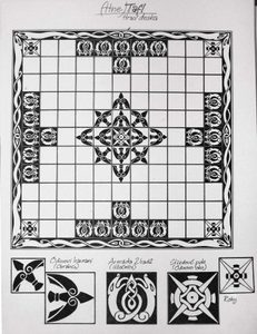 HNEFATAFL or Tafl, Viking Board Game - leather case and stones