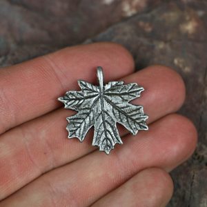 Maple Leaf, zinc pendant, antique silver