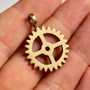 COG WHEEL, bronze pendant