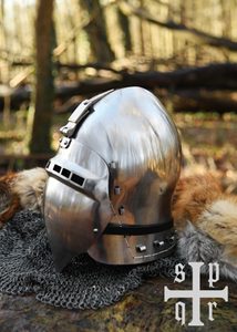 German Visored Bascinet, Medieval Helmet, ca. 1370, 2 mm Steel