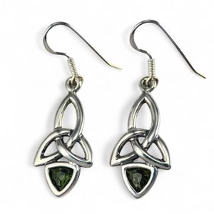 KIRA, boucles d'oreilles, moldavite et argent
