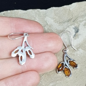 RENIA, boucles d'oreilles en ambre, argent