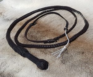 Leather Cow Whip, black