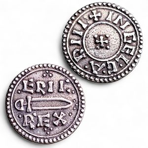 ERIC BLOODAXE, Northumbira, 952 réplique d'une pièce viking, argent 925