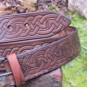 Celtic, leather embossed belt
