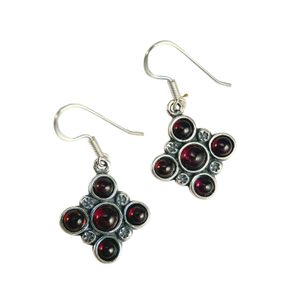 PRAGA, medieval earrings with garnets, silver 925/1000