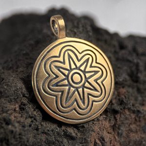 BRONZE AGE SUN IV, bronze pendant