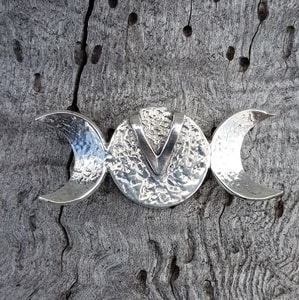 THREE MOON, pendant, sterling silver and jasper