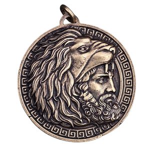 Heracles, Greek hero, pendant, zinc, antique brass finish