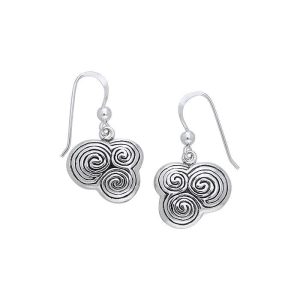 NEWGRANGE TRIPLE SPIRALE, boucles d'oreilles en argent, Ag 925
