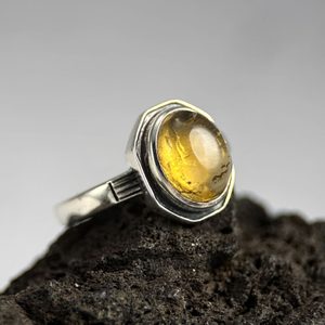 Medieval silver ring, citrine, Ag 925/1000