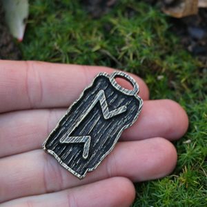 PERTHRO - Rune Pendant, zinc ant.brass