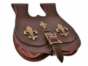 Sacoche médiévale en cuir, Fleur de Lis