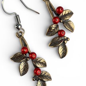 Canneberges, boucles d'oreilles, Bronze