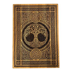 Yggdrasil and Valknut - wall decoration, wood 32x44cm