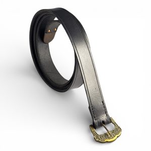 GOKSTAD BELT, tin, brass color, black leather