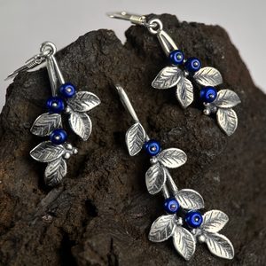 Blueberries, jewellery set, silver