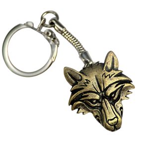 VUK - Wolf, key ring, zinc old brass
