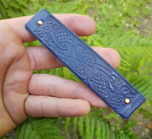CELTIC BIRDS, hair clip, blue