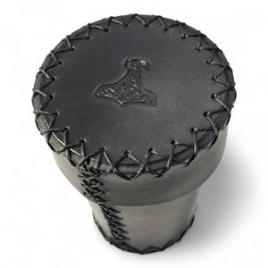 Leather cup for dice with lid - Thor's Hammer