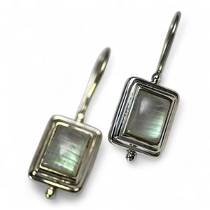 QUATRO, silver earrings, rainbow moonstone, Ag 925/1000