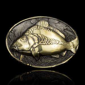 Carp, belt buckle, brass