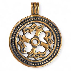 SLAVIC ANIMAL SHAPED SWASTIKA, bronze pendant - large