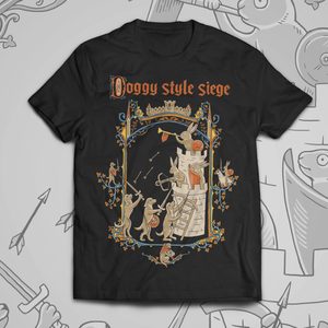 Doggy Style Siege - Medieval rabbits and dogs, men's T-shirt, black