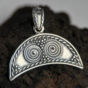 LUNA, Dark Age sterling silver pendant of fertility