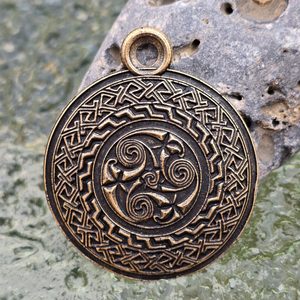 Celtic triskel, pendant, zinc, old brass