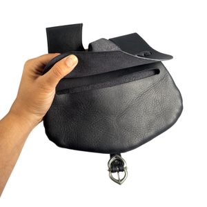 Medieval Leather Bag 13th - 15th Century black