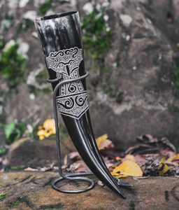 Thor's Hammer, engraved drinking horn