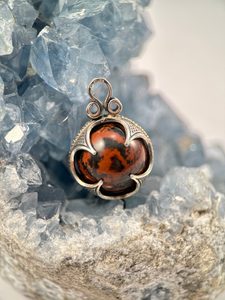 Jasper - black and red, Viking pendant, Gotland, silver 925/1000