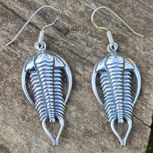 Boucles d'oreilles trilobites, argent 925/1000
