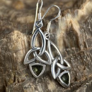KIRA, boucles d'oreilles, moldavite et argent