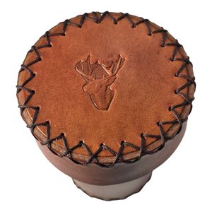 Leather cup for dice with lid - brown for hunters