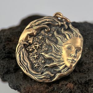 SUN and MOON, pendant, bronze