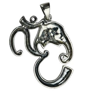 Om Ganesh, silver pendant with amethyst, Ag 925