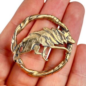 LOUP, broche costume, bronze