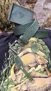 PIKE, leather fishing belt, decorated