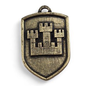 PRAGUE, armoiries médiévales dans un bouclier, XIVe siècle, zinc, laiton ancien