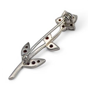 Flower, brooch with natural garnets Ag 925/1000