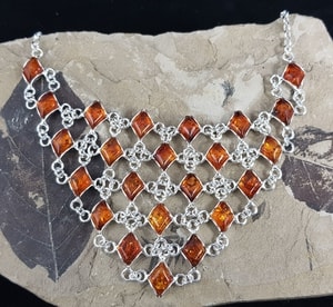 REGINA, collier, ambre, argent