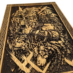Odin, décoration murale, bois 32x46cm