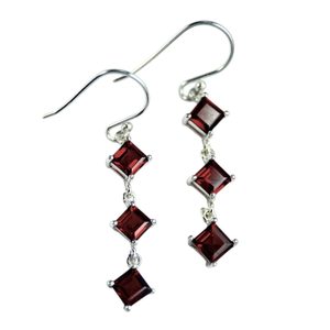 VELORA, silver earrings, garnet, Ag 925/1000