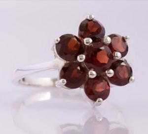 ROSA, ring, garnet silver 925/1000