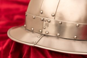 Kettle hat with rivets, helmet